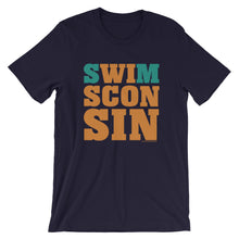 Swimsconsin bright teal/orange Unisex short sleeve t-shirt