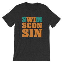 Swimsconsin bright teal/orange Unisex short sleeve t-shirt