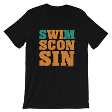 Swimsconsin bright teal/orange Unisex short sleeve t-shirt