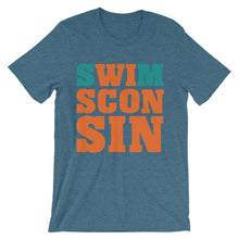 Swimsconsin bright teal/orange Unisex short sleeve t-shirt