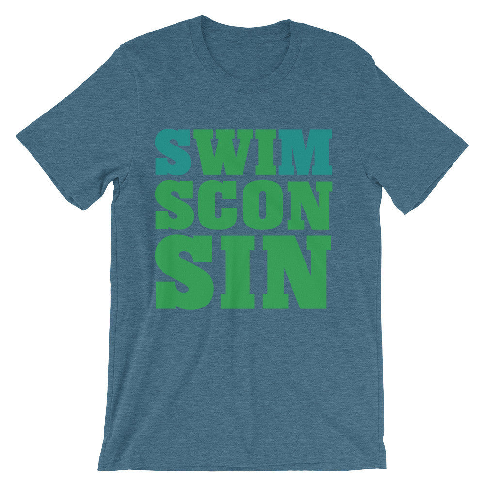 Swimsconsin bright teal/green Unisex short sleeve t-shirt