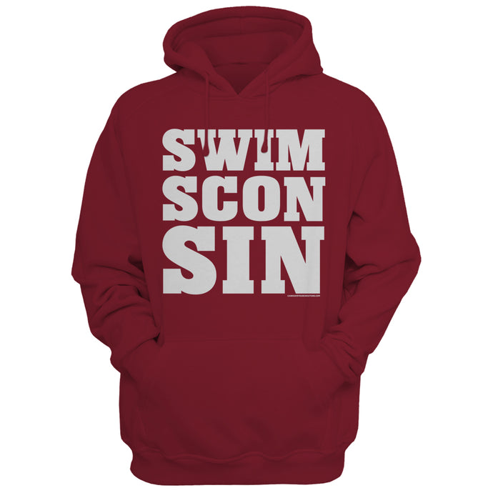 SWIMsconsin White on Red Hoodie
